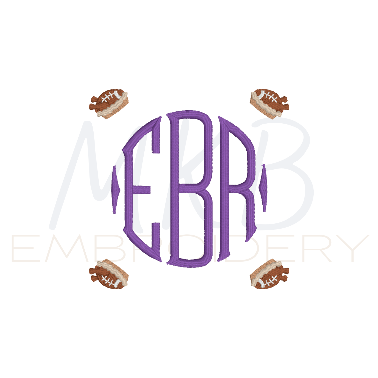 Turkey Football Pie Cocktail Napkins Embroidery Design