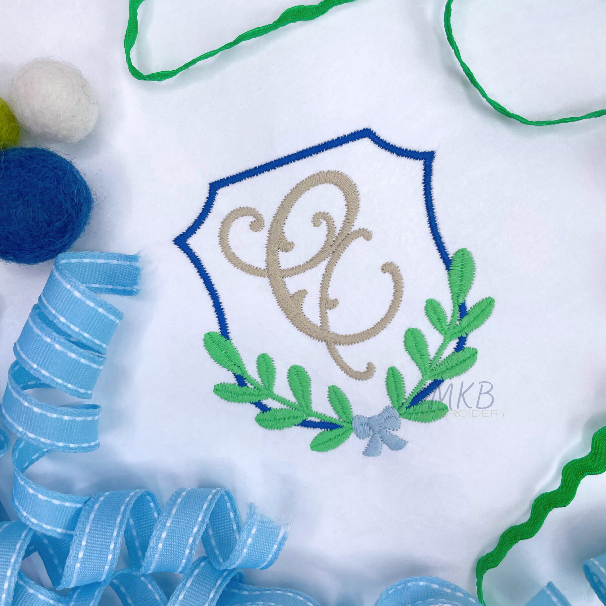 Mini Laurel Monogram Embroidery Design