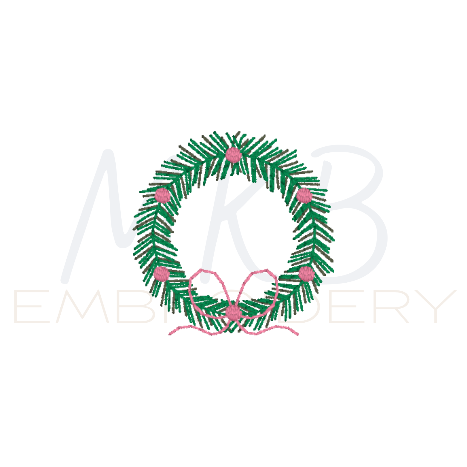 Wreath with a Bow Embroidery Design