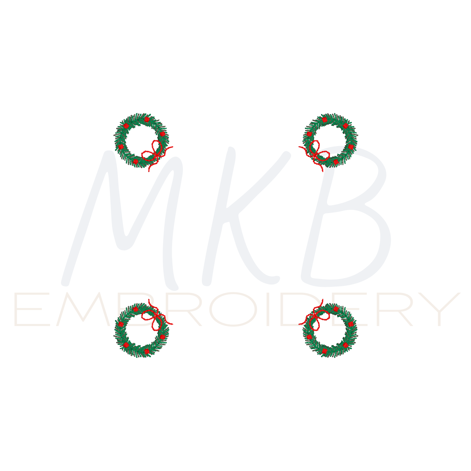 christmas wreath cocktail napkins embroidery design