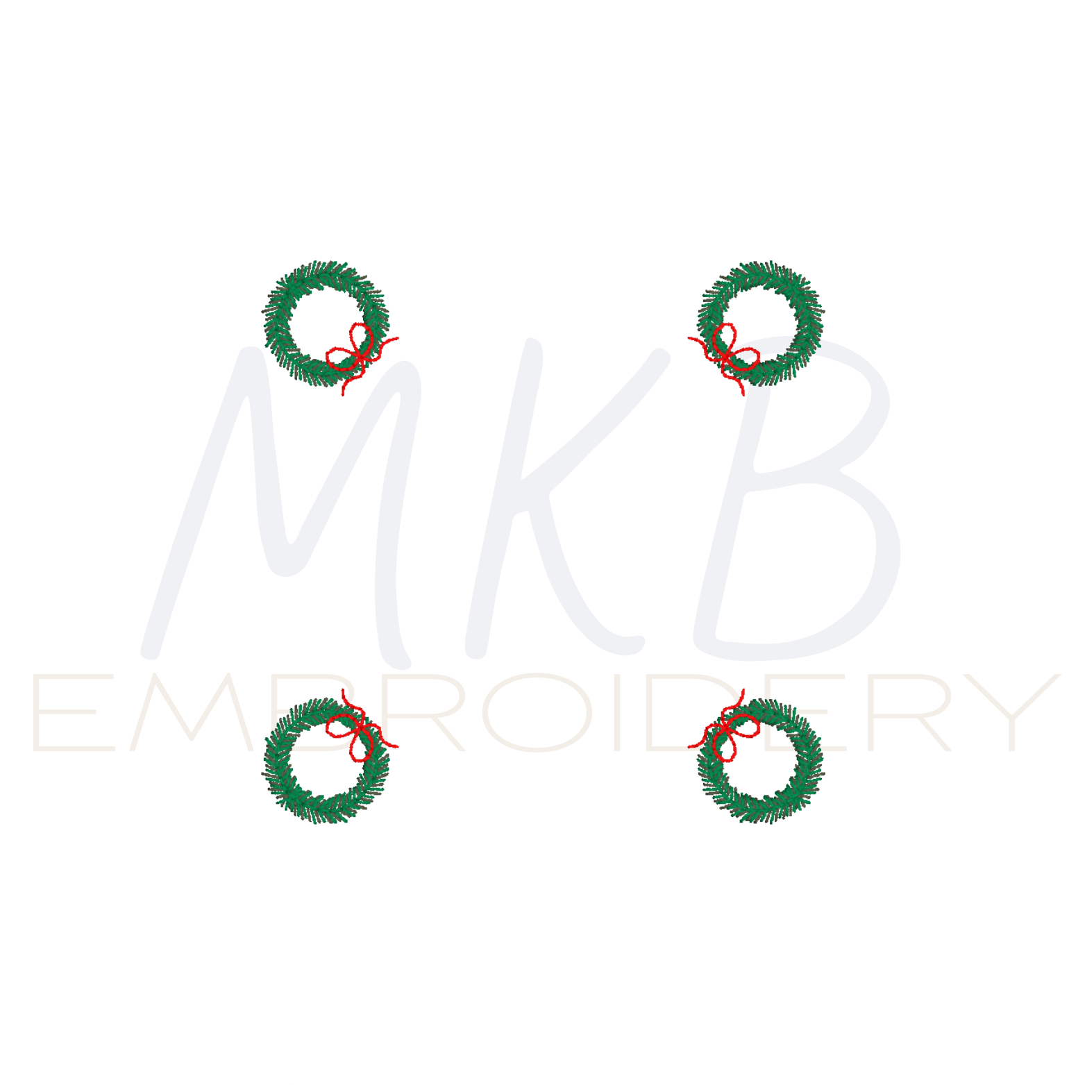 christmas wreath cocktail napkin embroidery design