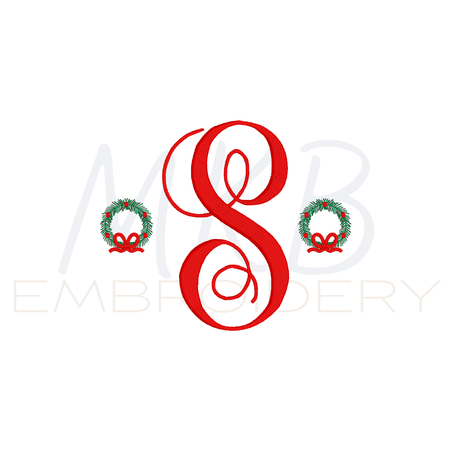 Christmas Wreath with a Bow Embroidery Design