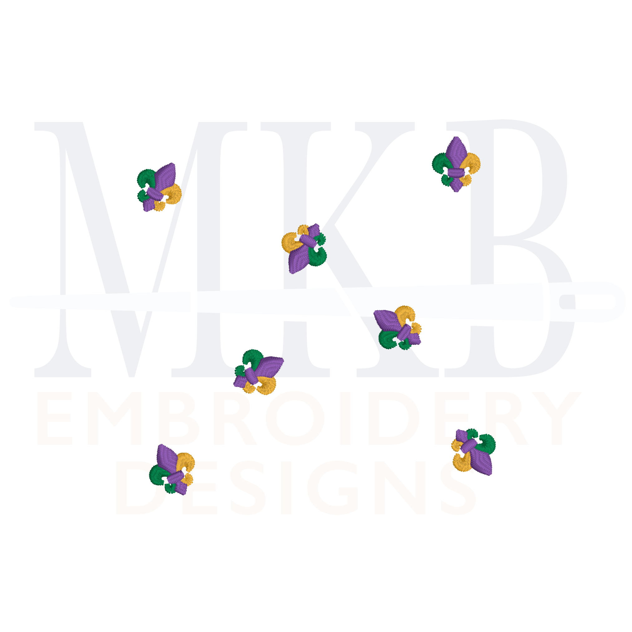 Mardi Gras Fleur de lis Arranged for Cocktail Napkins, Machine Embroid ...