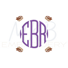 Turkey Football Pie Cocktail Napkins Embroidery Design