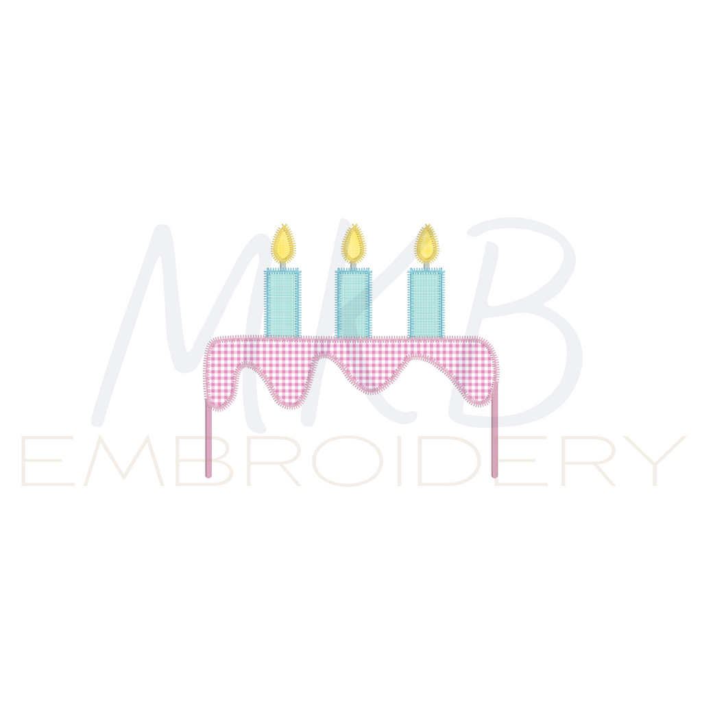 Birthday Cake Monogram Applique Embroidery Design