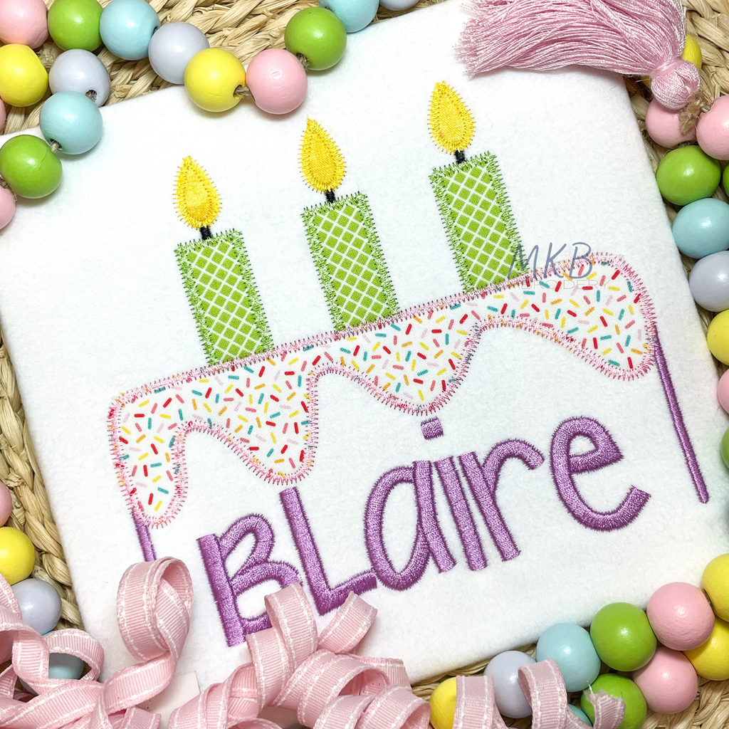 Birthday Cake Applique Embroidery Design