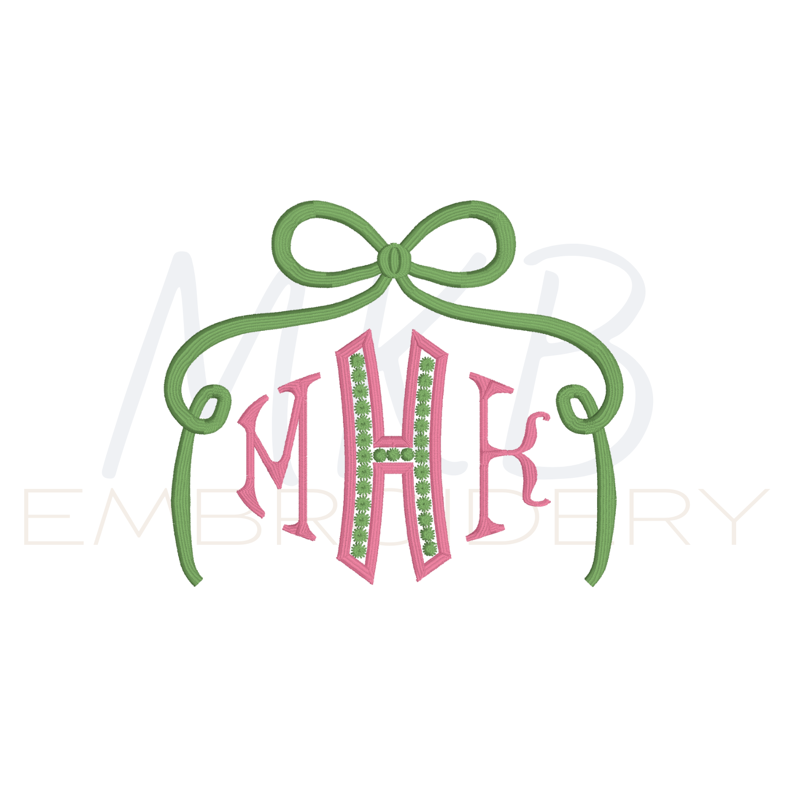 Bow Monogram Frame Embroidery Design
