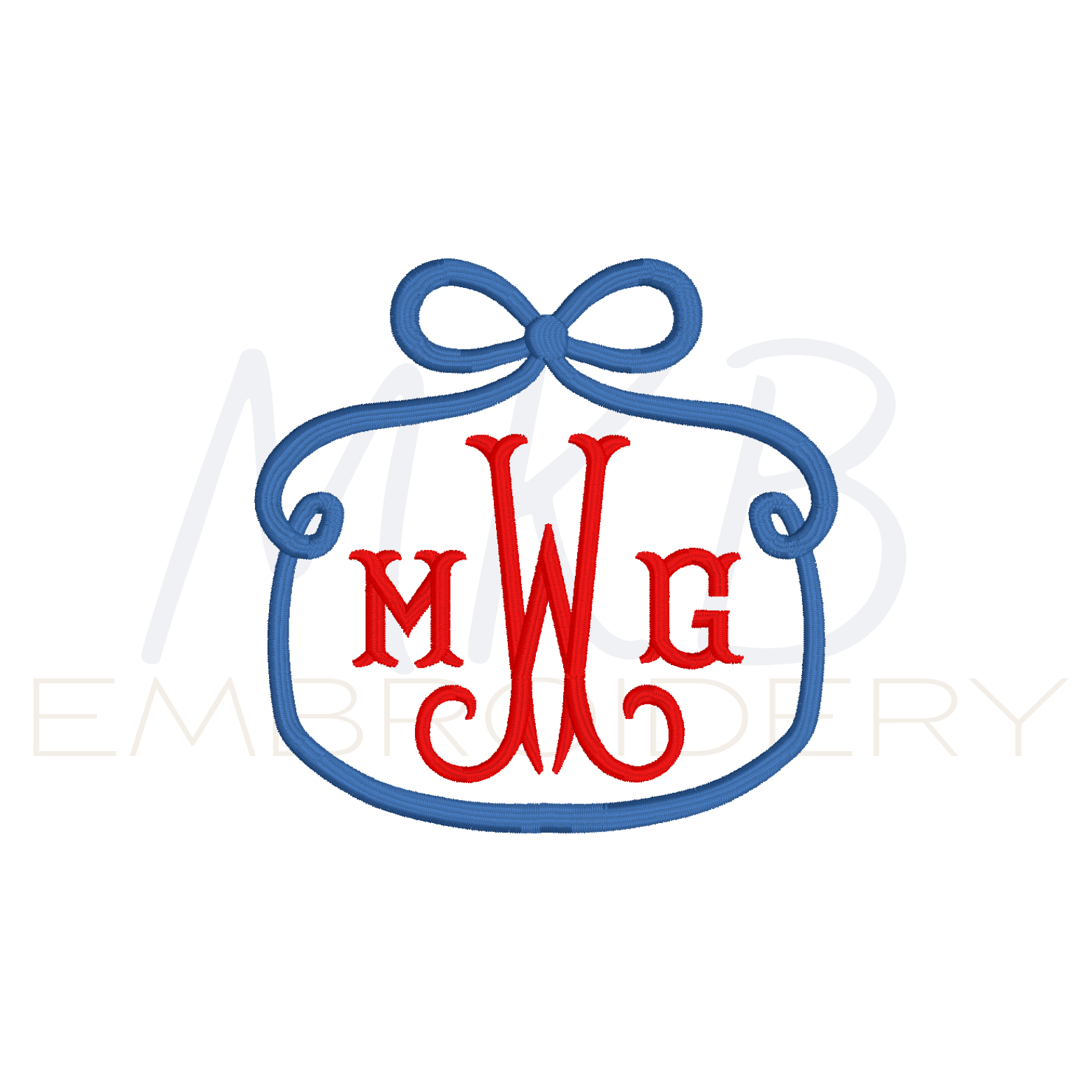 Bow Monogram Frame Embroidery Design
