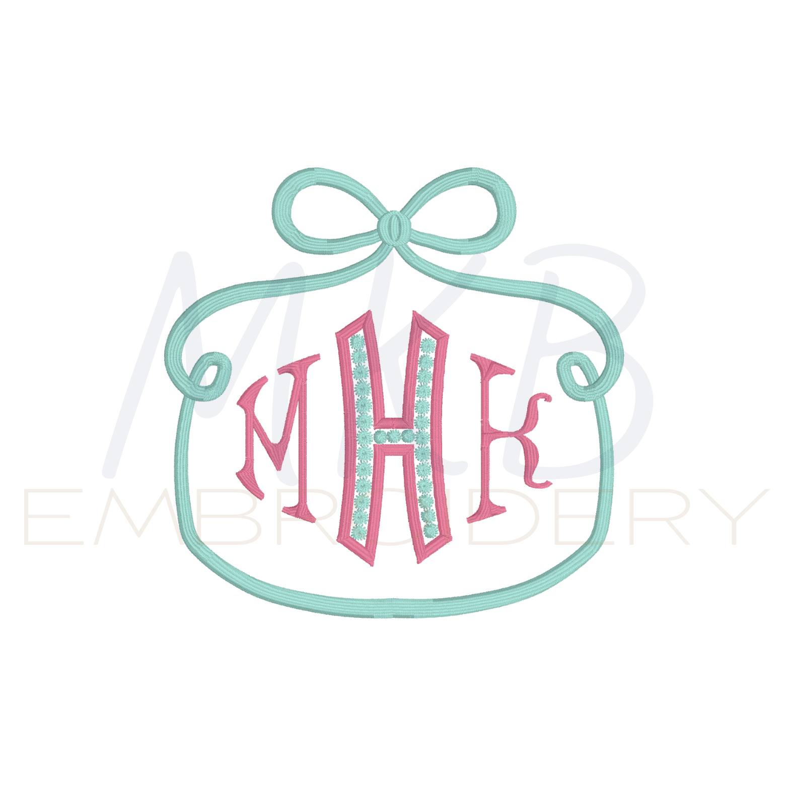 Bow Monogram Frame Embroidery Design