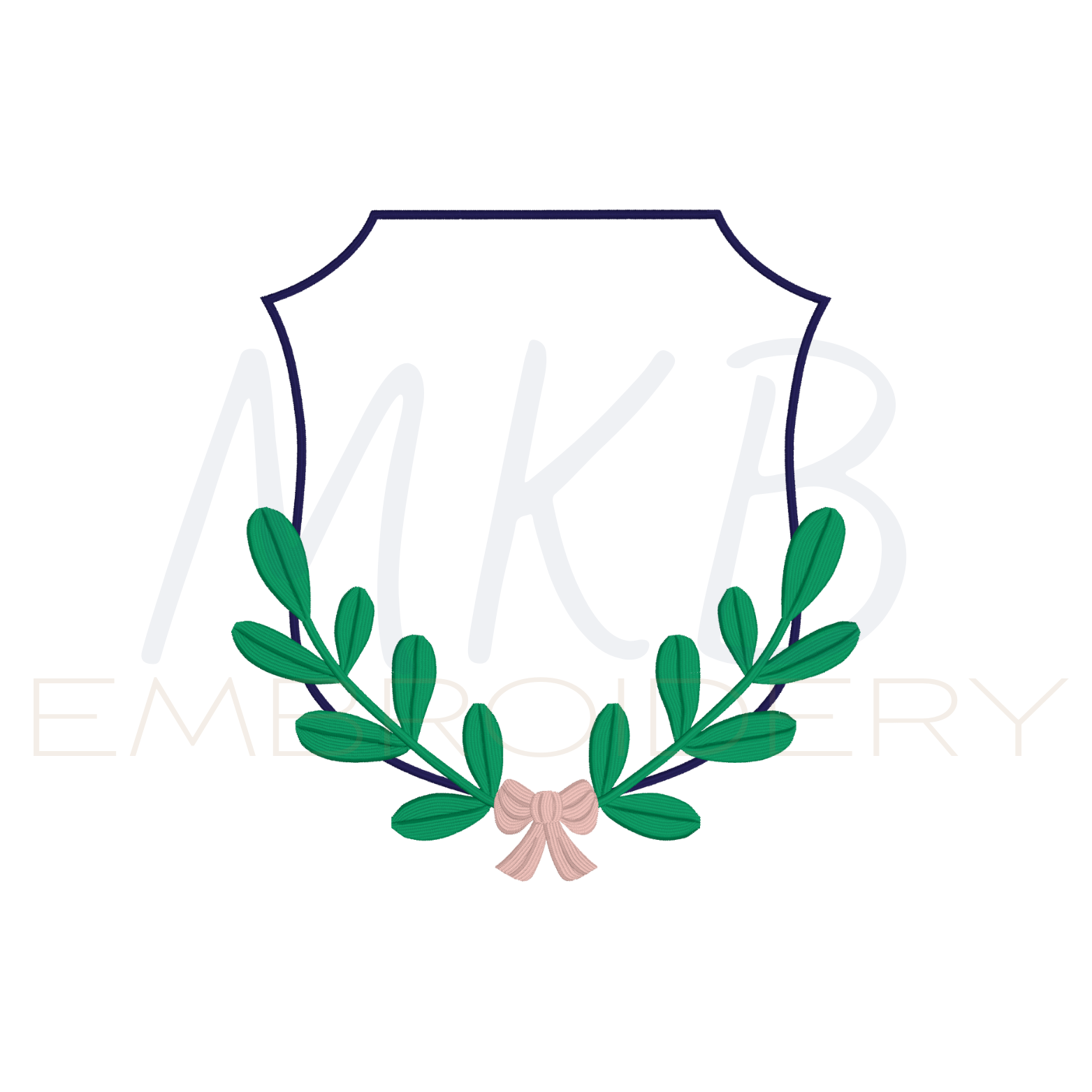 Laurel Monogram Frame Embroidery Design