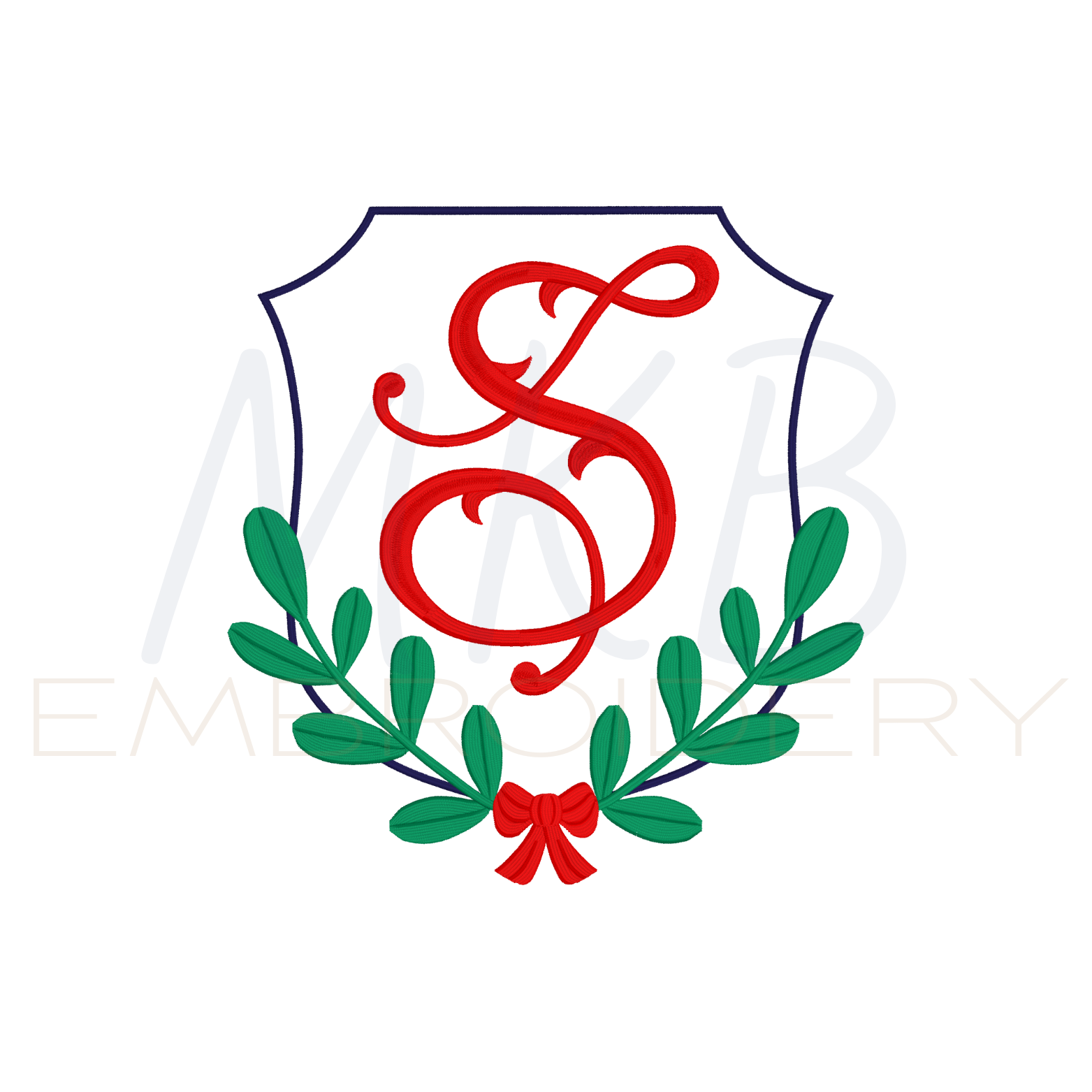 Greenery Laurel Monogram Frame Embroidery Design