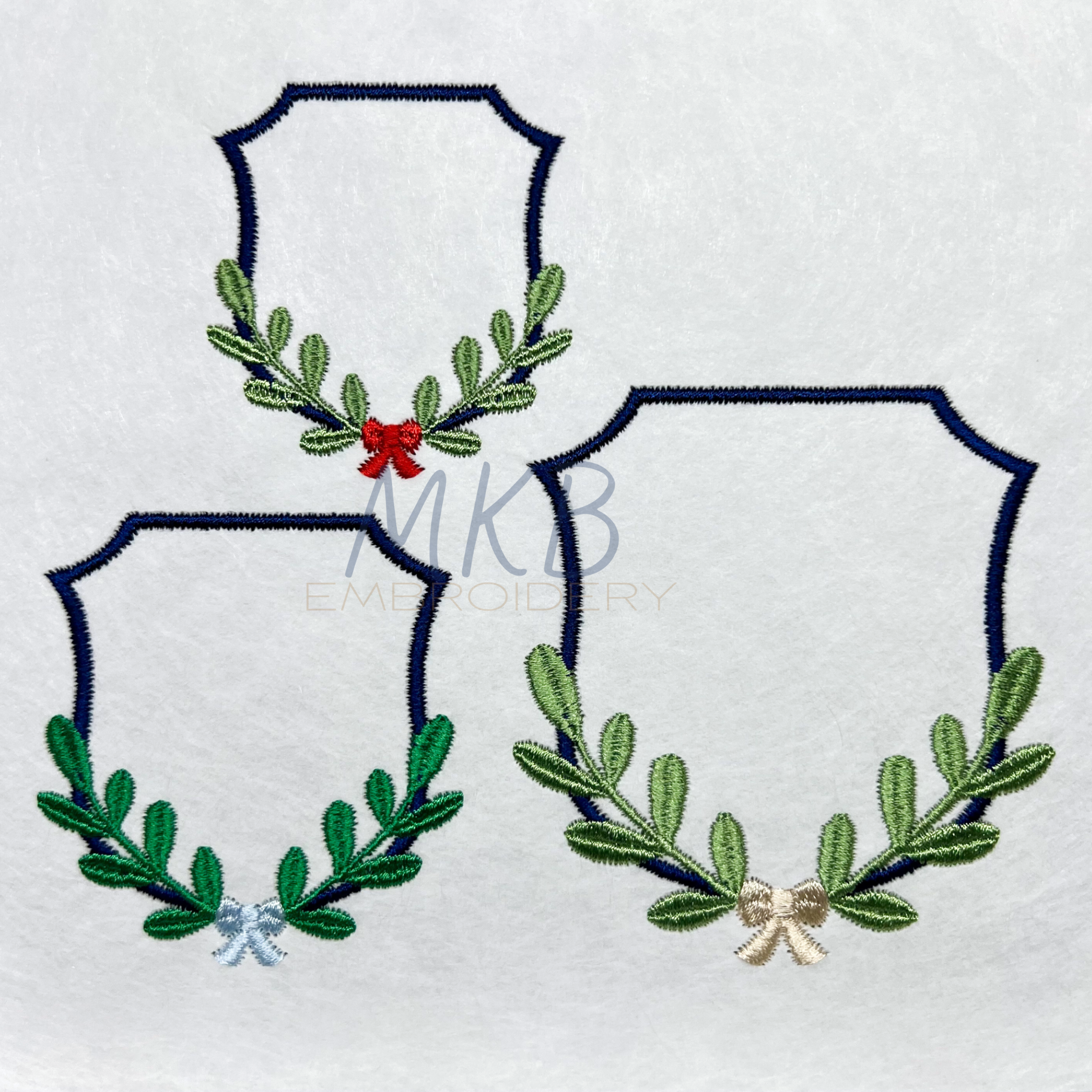 Greenery Laurel with a Bow Embroidery Design