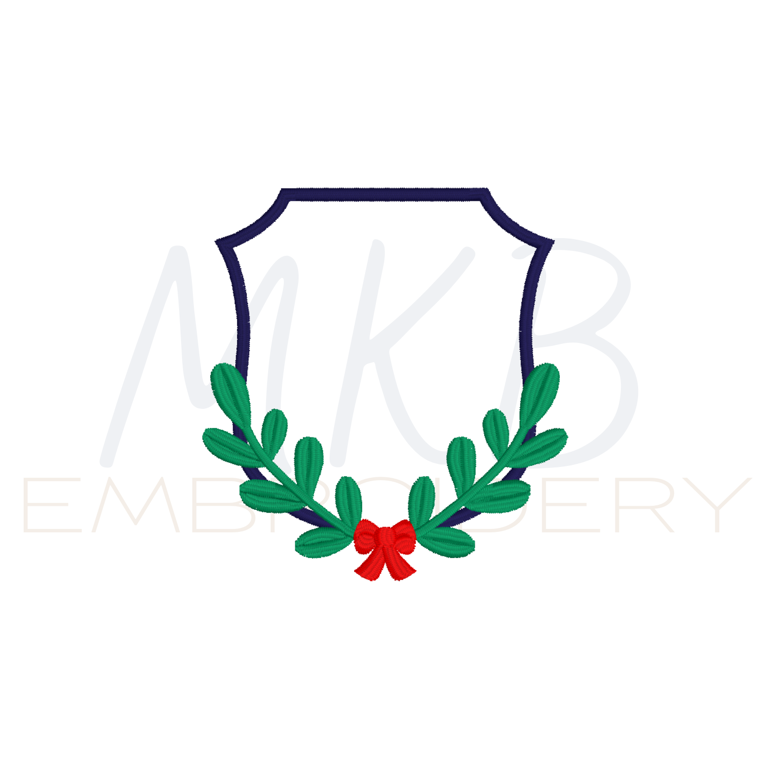 Greenery Laurel Monogram Frame Embroidery Design