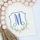 Boxwood Greenery Laurel with a Bow Crest Monogram Frame Embroidery Design