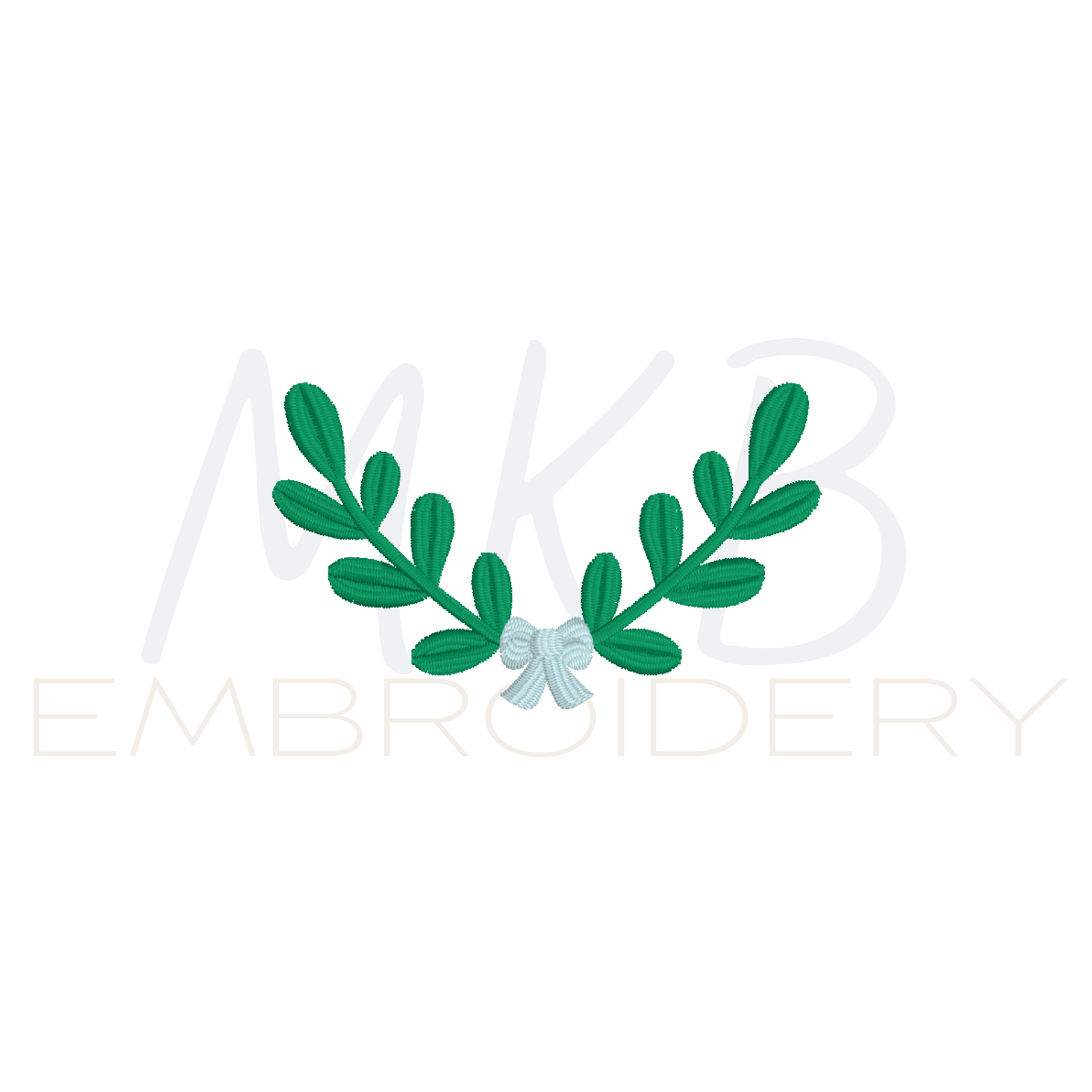 Laurel Monogram Frame Embroidery Design with a bow
