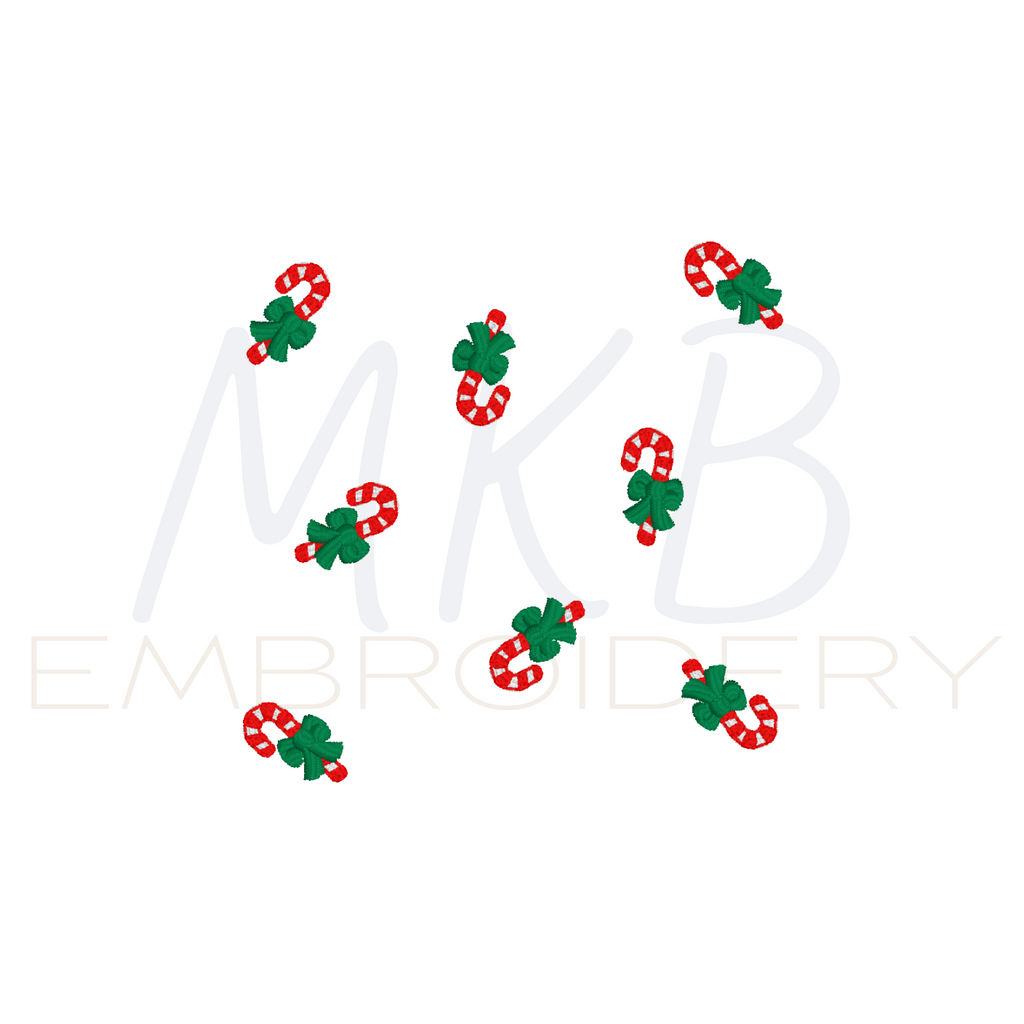 Candy Canes with Bows for Cocktail Napkins Embroidery Design