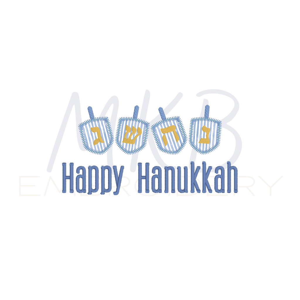 hanukkah dreidels zig zag stitch applique embroidery design