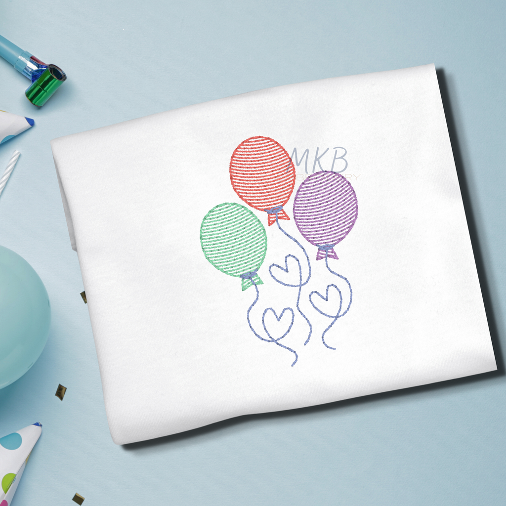 Heart Balloon Sketch Stitch Embroidery Design