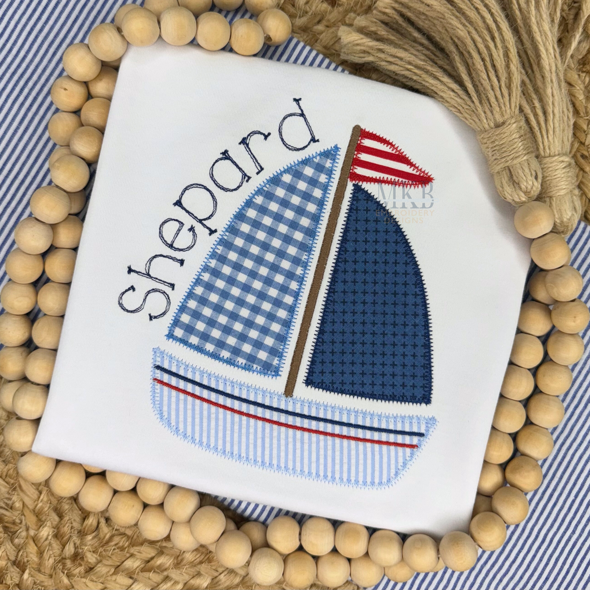 Sailboat with a Flag Zig Zag Stitch Applique Machine Embroidery Design ...