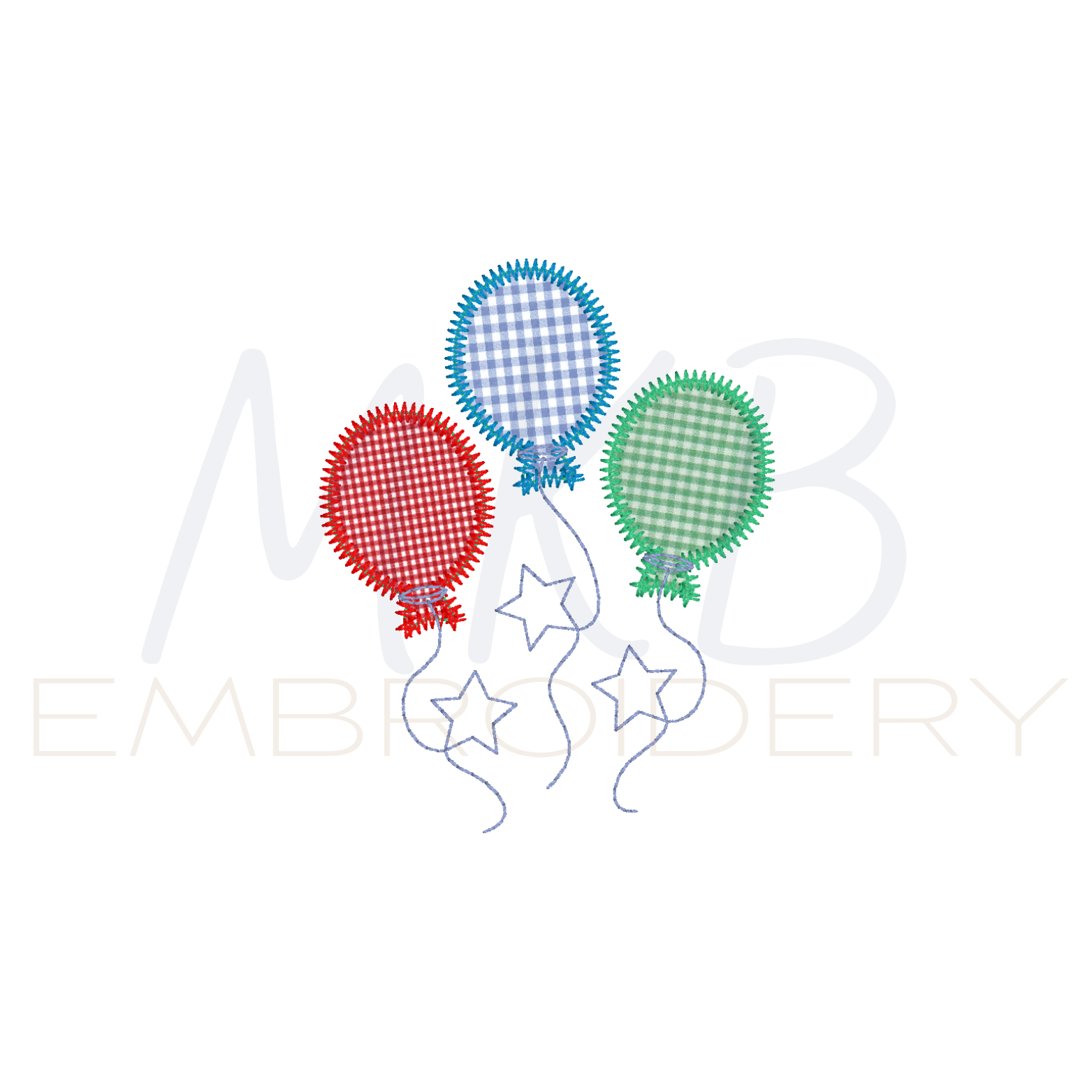 Balloon Zig Zag Stitch Applique Embroidery Design