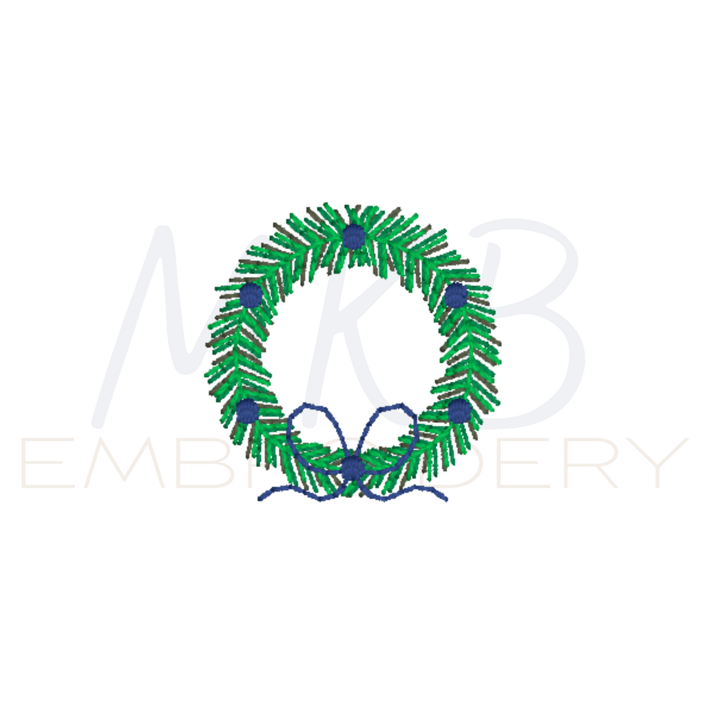 Christmas Wreath with a Bow Embroidery Design