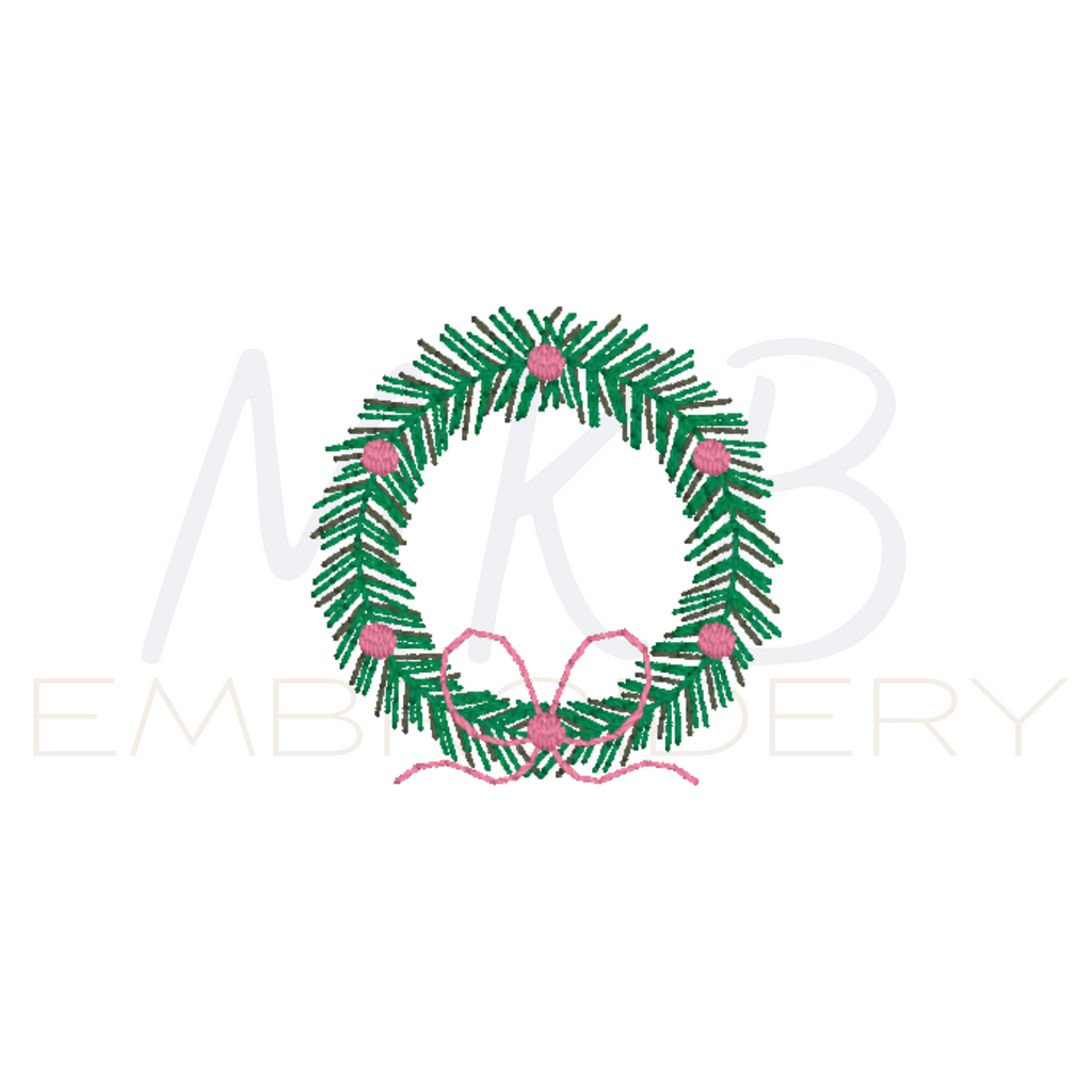 Wreath with a Bow Embroidery Design
