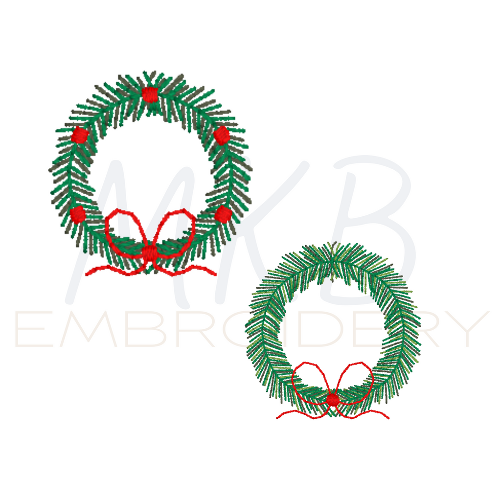 Wreath with Bow and Berries Embroidery Design