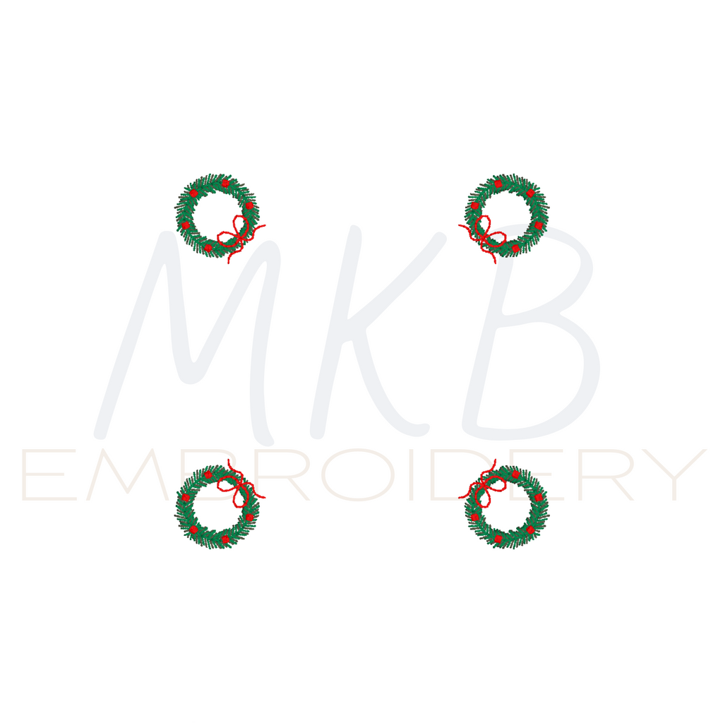 christmas wreath cocktail napkins embroidery design