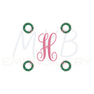 christmas wreath cocktail napkin embroidery design